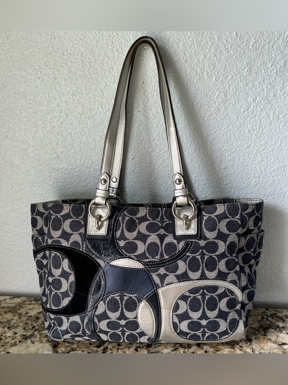 Coach Denim Signature Patchwork Tote Bag
